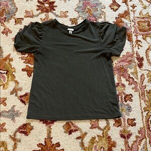 4/$25 SALE A New Day Army Green Puff Sleeve Ruffled Short Sleeve Basic Tee